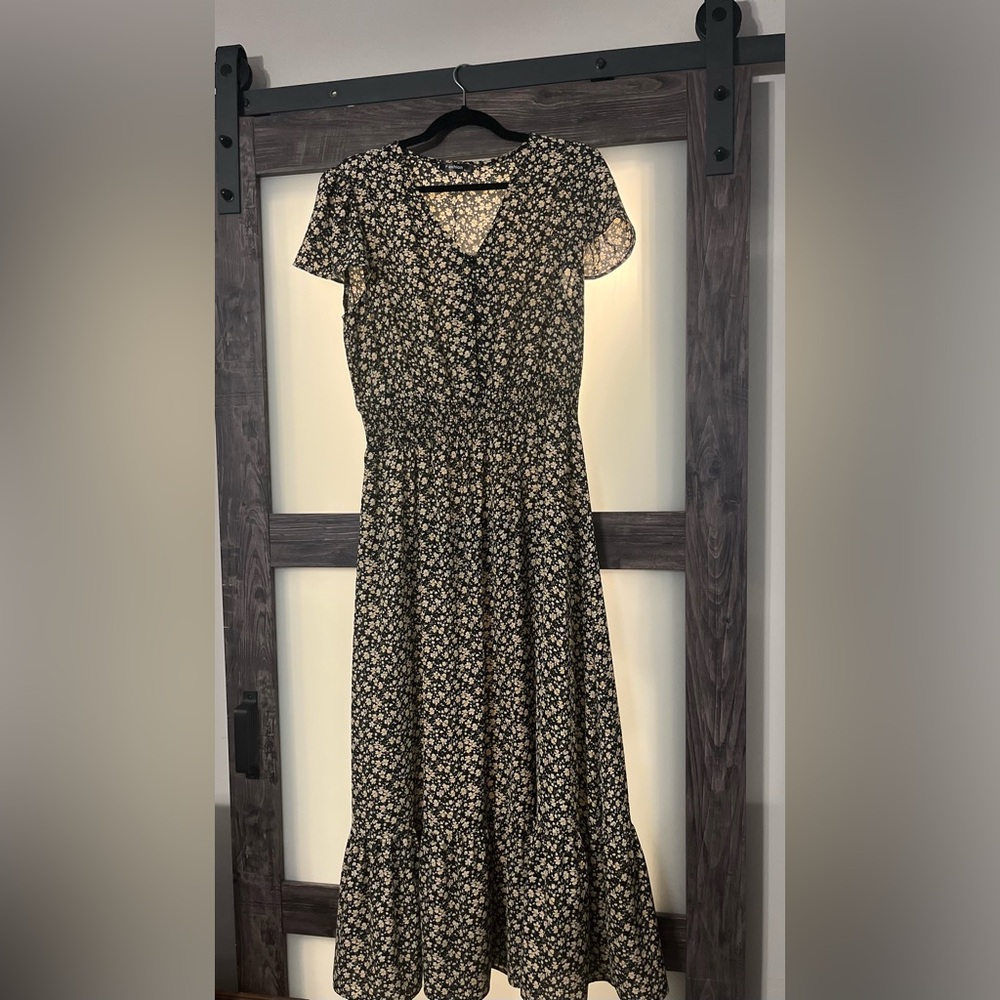 Floral Black and White Dress